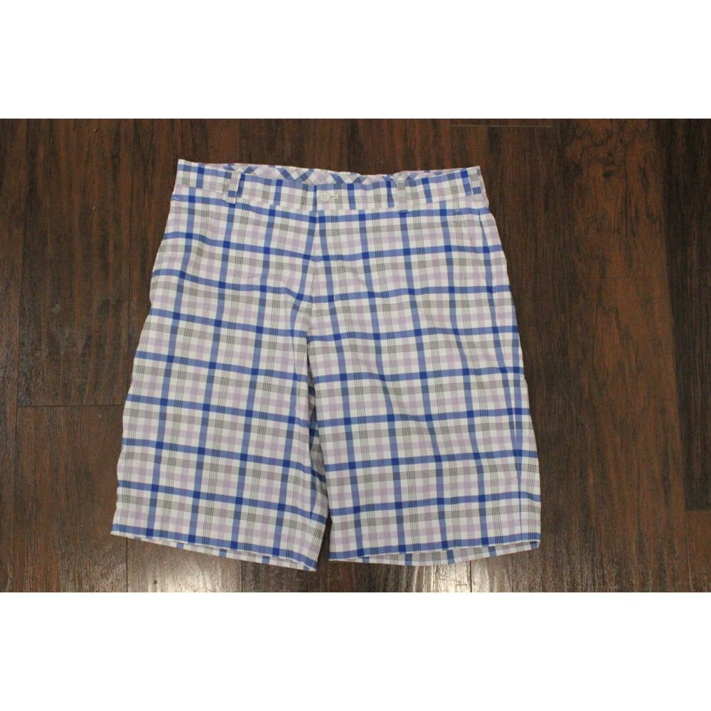 Nike Golf Mens Dri-Fit Plaid Shorts Size 34 Purple & Blue Lightweight Performanc